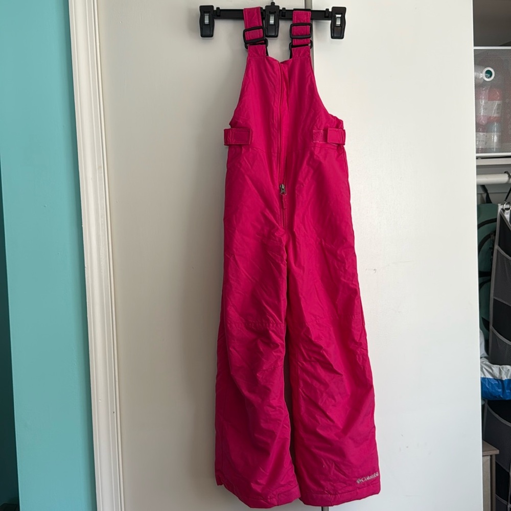 Columbia Kids Snowsuit | Hot Pink Snow Bibs | Adjustable Suspenders | Size XS